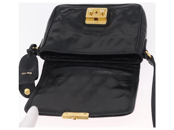 Miu Miu Schultertasche Leder Schwarz Gold Auth 167737A Golden - Ansicht 23