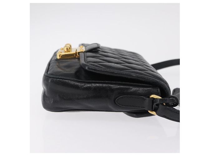 Miu Miu Schultertasche Leder Schwarz Gold Auth 167737A Golden - Ansicht 3