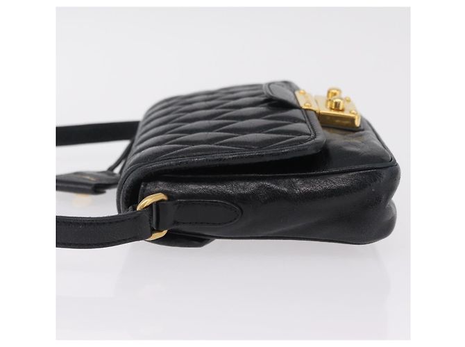 Miu Miu Schultertasche Leder Schwarz Gold Auth 167737A Golden - Ansicht 4