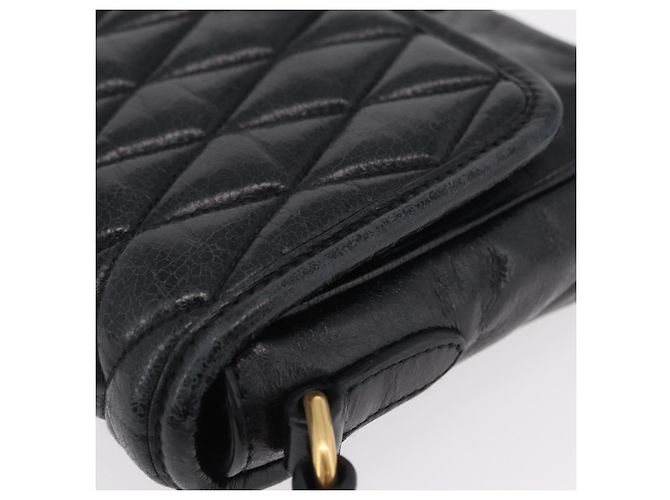 Miu Miu Schultertasche Leder Schwarz Gold Auth 167737A Golden - Ansicht 5