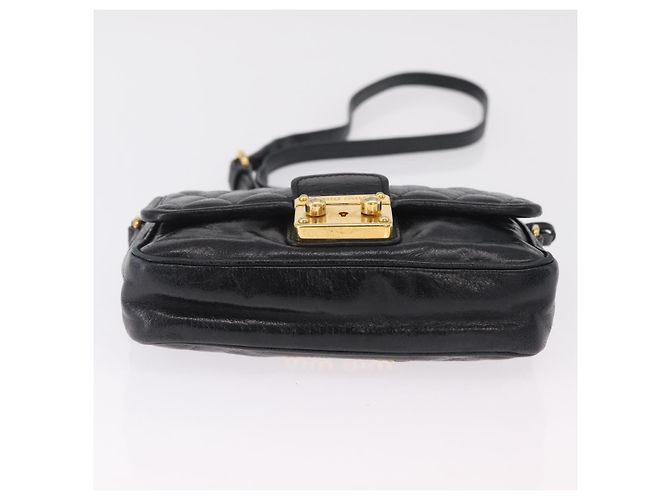 Miu Miu Schultertasche Leder Schwarz Gold Auth 167737A Golden - Ansicht 6