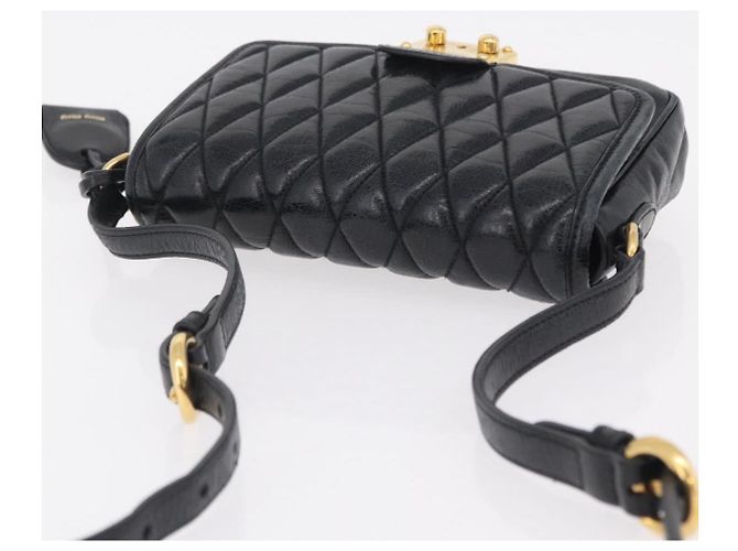 Miu Miu Schultertasche Leder Schwarz Gold Auth 167737A Golden - Ansicht 7
