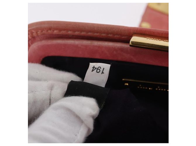 Bolsa de Ombro Miu Miu Matelassé Couro Rosa Ouro Auth 167645A Dourado - vista 12
