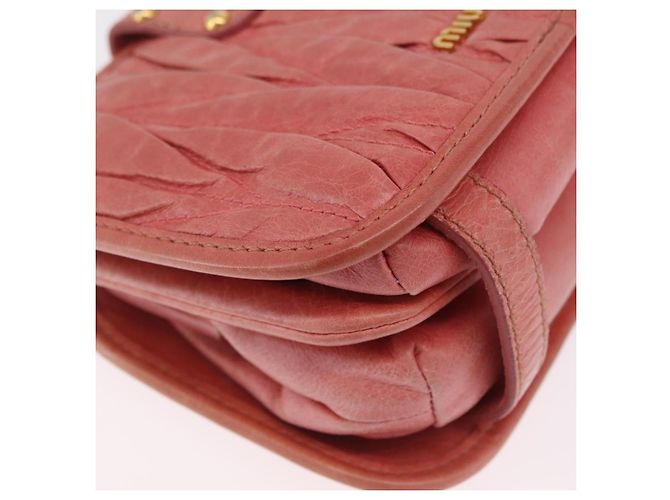 Bolsa de Ombro Miu Miu Matelassé Couro Rosa Ouro Auth 167645A Dourado - vista 19