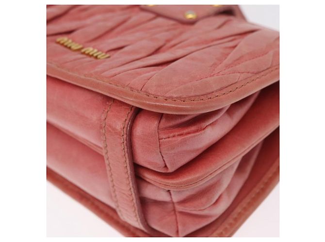 Bolsa de Ombro Miu Miu Matelassé Couro Rosa Ouro Auth 167645A Dourado - vista 20