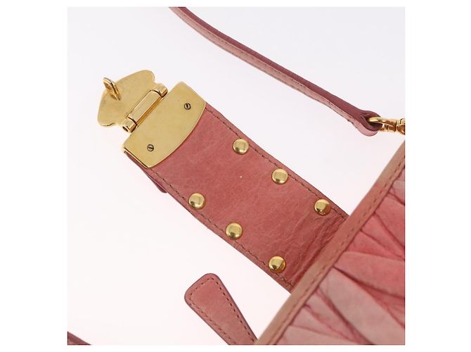 Bolsa de Ombro Miu Miu Matelassé Couro Rosa Ouro Auth 167645A Dourado - vista 23