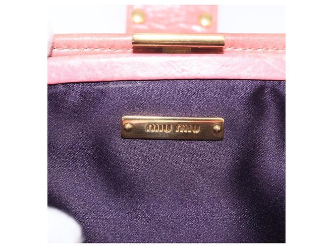 Bolsa de Ombro Miu Miu Matelassé Couro Rosa Ouro Auth 167645A Dourado - vista 25