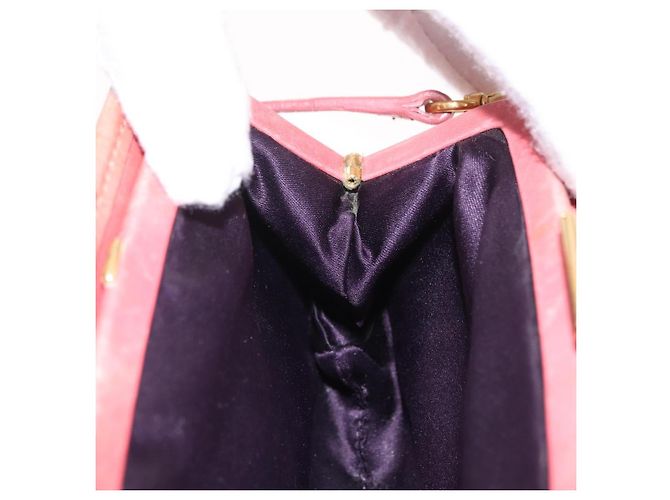 Bolsa de Ombro Miu Miu Matelassé Couro Rosa Ouro Auth 167645A Dourado - vista 27