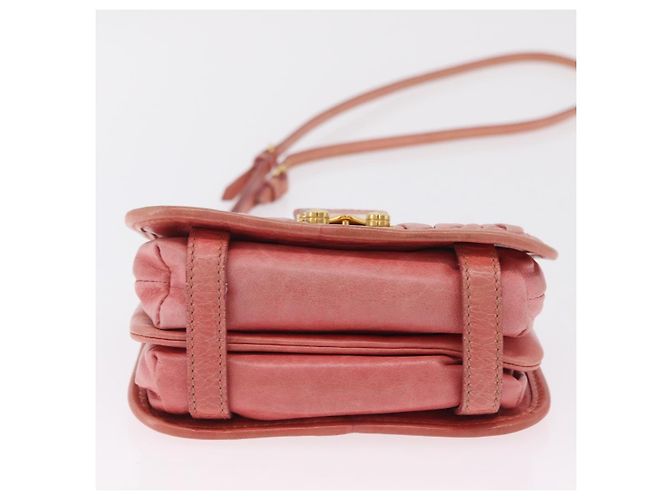 Bolsa de Ombro Miu Miu Matelassé Couro Rosa Ouro Auth 167645A Dourado - vista 5