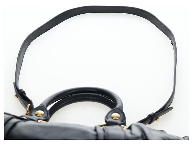 Miu Miu Handtasche Leder 2way Schwarz Gold Auth 204493M Golden - Ansicht 15