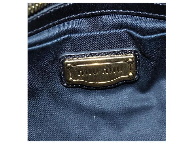 Miu Miu Handtasche Leder 2way Schwarz Gold Auth 204493M Golden - Ansicht 20