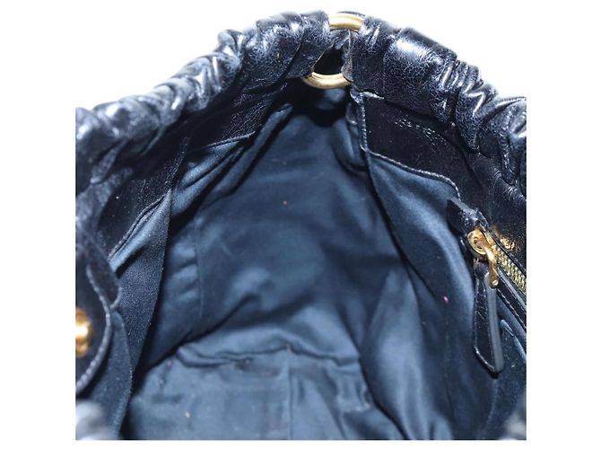 Miu Miu Handtasche Leder 2way Schwarz Gold Auth 204493M Golden - Ansicht 22