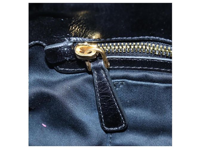 Miu Miu Handtasche Leder 2way Schwarz Gold Auth 204493M Golden - Ansicht 23