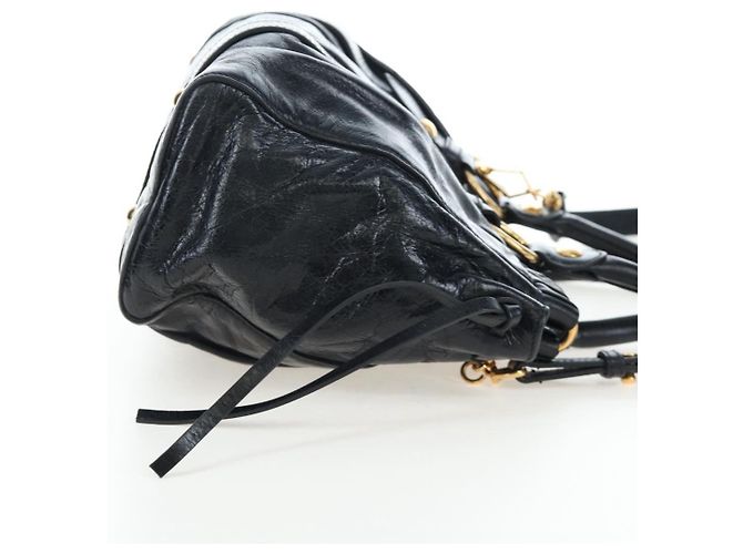 Miu Miu Handtasche Leder 2way Schwarz Gold Auth 204493M Golden - Ansicht 4