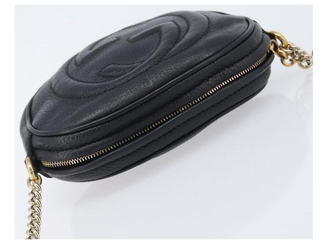 Borsa a tracolla GUCCI Soho Chain in pelle nera e oro 353965 Auth 205993 Nero D'oro - vista 6
