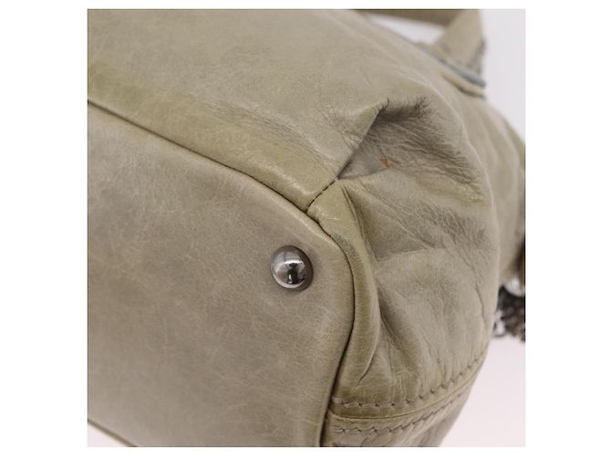 Miu Miu Handtasche aus Leder Grau Silber Auth 206866A Braun - Ansicht 18
