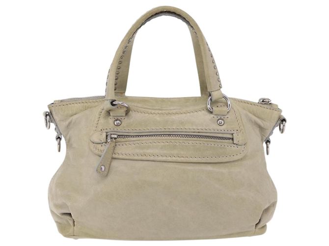 Miu Miu Handtasche aus Leder Grau Silber Auth 206866A Braun - Ansicht 2