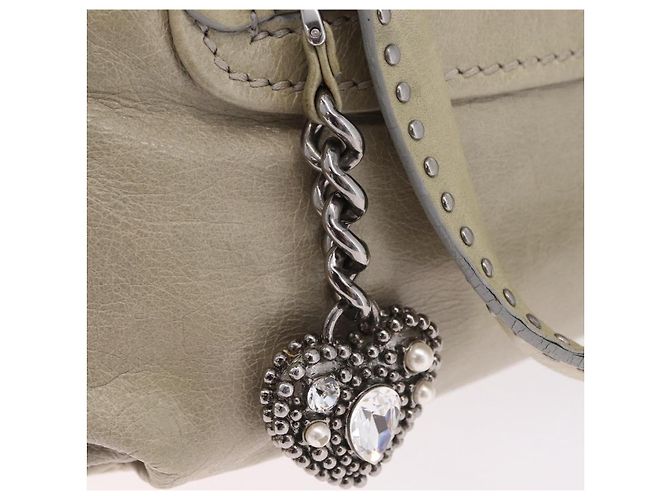 Miu Miu Handtasche aus Leder Grau Silber Auth 206866A Braun - Ansicht 20