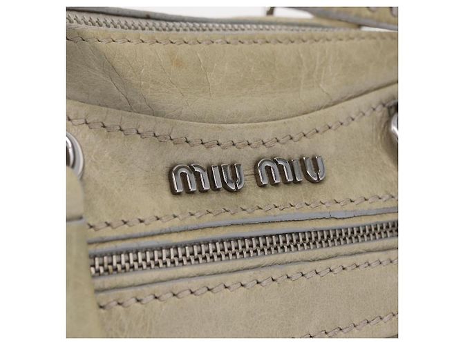Miu Miu Handtasche aus Leder Grau Silber Auth 206866A Braun - Ansicht 21