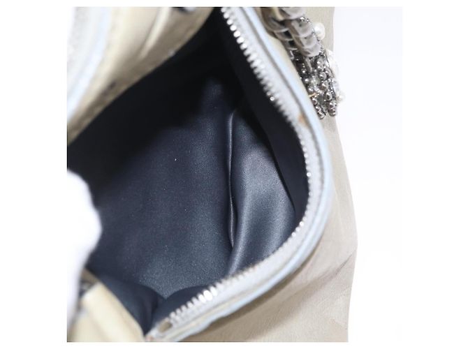 Miu Miu Handtasche aus Leder Grau Silber Auth 206866A Braun - Ansicht 27