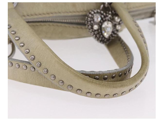 Miu Miu Handtasche aus Leder Grau Silber Auth 206866A Braun - Ansicht 8