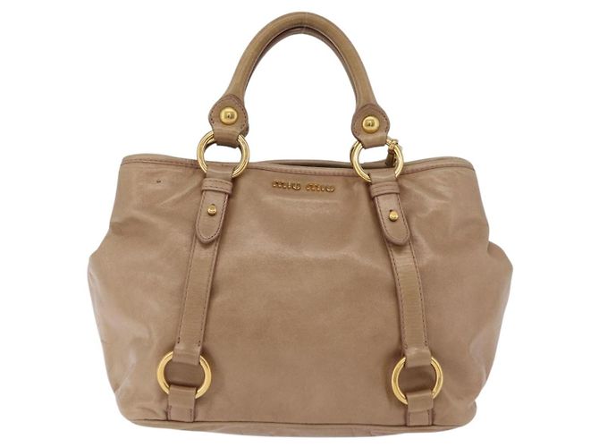 Miu Miu Handtasche Leder 2way Beige Gold Auth 167725M Golden - Ansicht 13