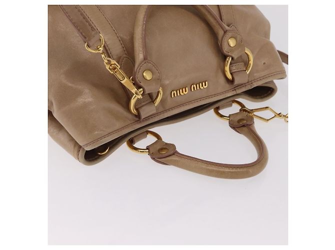Miu Miu Handtasche Leder 2way Beige Gold Auth 167725M Golden - Ansicht 14