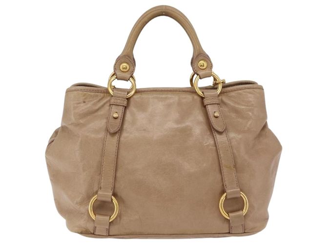 Miu Miu Handtasche Leder 2way Beige Gold Auth 167725M Golden - Ansicht 2
