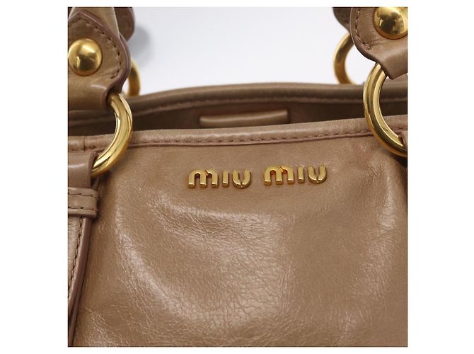 Miu Miu Handtasche Leder 2way Beige Gold Auth 167725M Golden - Ansicht 22
