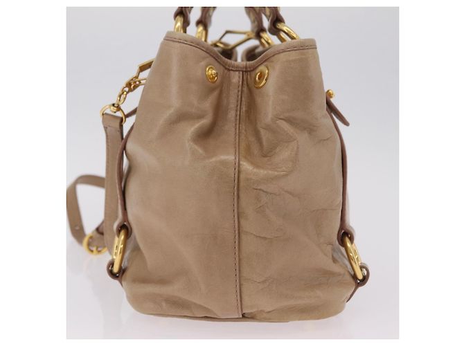 Miu Miu Handtasche Leder 2way Beige Gold Auth 167725M Golden - Ansicht 4