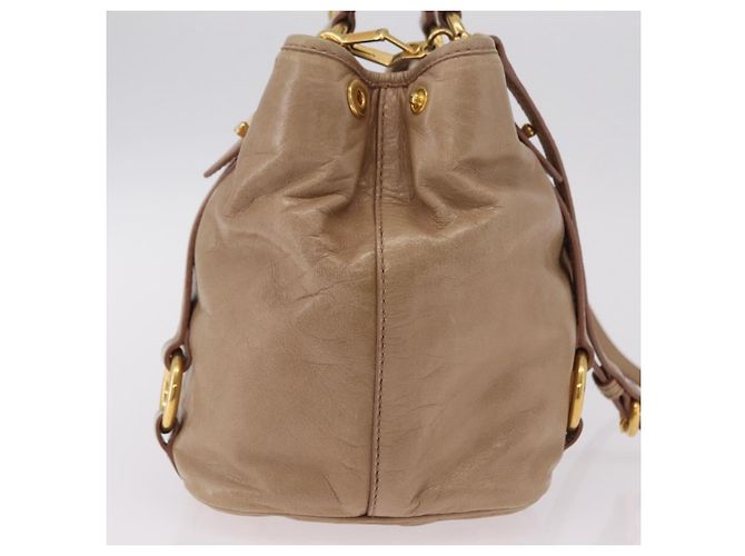 Miu Miu Handtasche Leder 2way Beige Gold Auth 167725M Golden - Ansicht 5