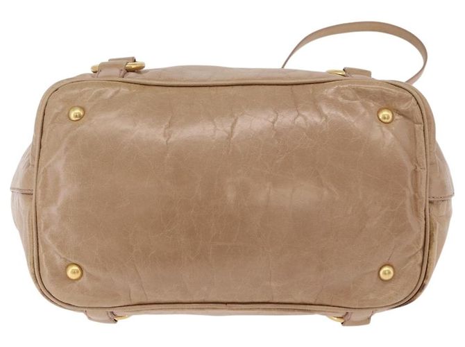 Miu Miu Handtasche Leder 2way Beige Gold Auth 167725M Golden - Ansicht 6