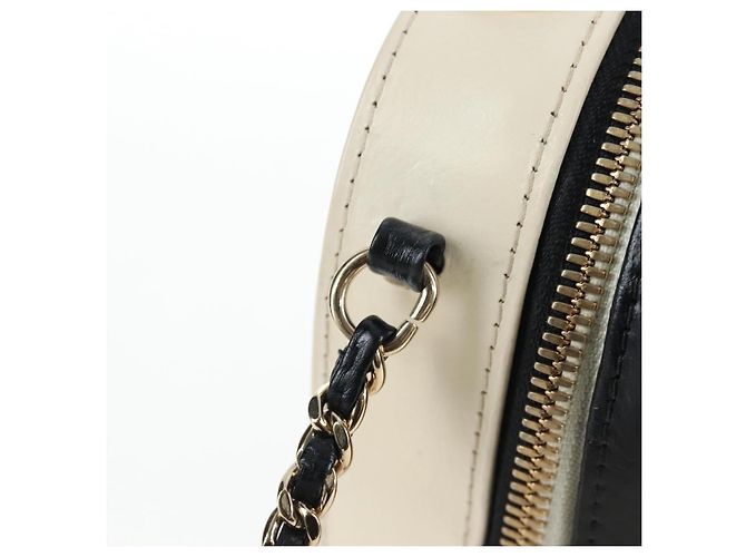 Bolso Vanity CHANEL Matelasse con cadena de cuero 2way White Gold CC Auth 206845A Blanco Dorado - vista 10