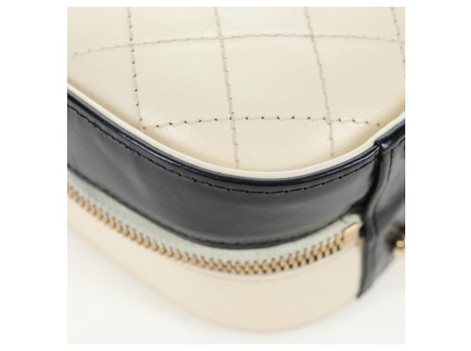 Bolso Vanity CHANEL Matelasse con cadena de cuero 2way White Gold CC Auth 206845A Blanco Dorado - vista 15