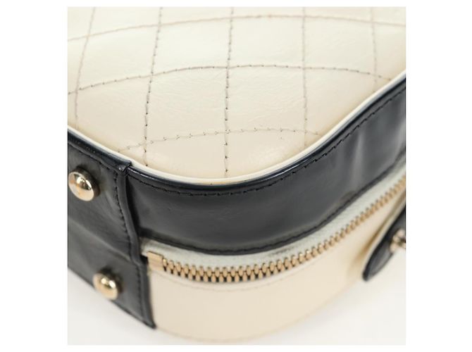 Bolso Vanity CHANEL Matelasse con cadena de cuero 2way White Gold CC Auth 206845A Blanco Dorado - vista 16