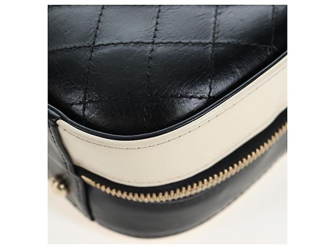 Bolso Vanity CHANEL Matelasse con cadena de cuero 2way White Gold CC Auth 206845A Blanco Dorado - vista 18