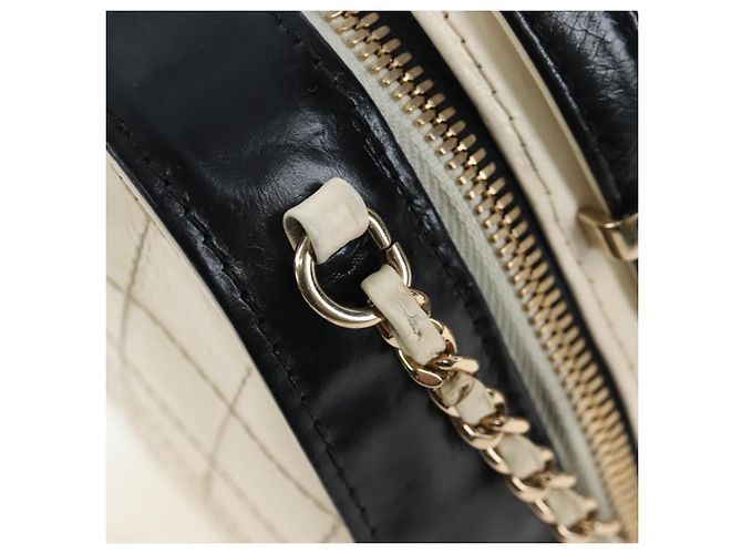 Bolso Vanity CHANEL Matelasse con cadena de cuero 2way White Gold CC Auth 206845A Blanco Dorado - vista 19