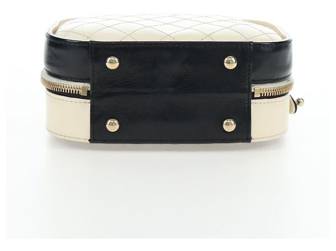 Bolso Vanity CHANEL Matelasse con cadena de cuero 2way White Gold CC Auth 206845A Blanco Dorado - vista 5