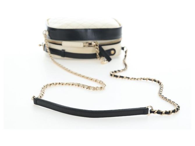 Bolso Vanity CHANEL Matelasse con cadena de cuero 2way White Gold CC Auth 206845A Blanco Dorado - vista 7