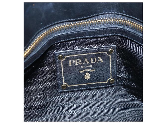 Borsa Tote a rucchio PRADA in pelle nera e oro Auth BA16064SAV Nero D'oro - vista 21