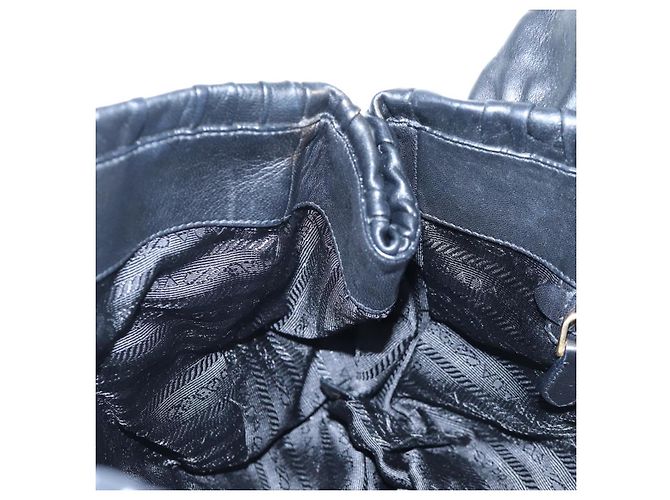 Borsa Tote a rucchio PRADA in pelle nera e oro Auth BA16064SAV Nero D'oro - vista 23