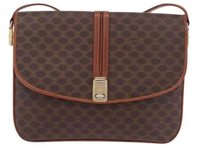 16 Céline Bolso de hombro CELINE Macadam Canvas PVC Leather Brown Gold Auth 202490 Castaño Dorado - vista 13
