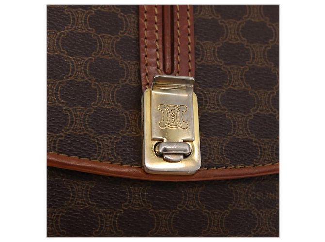 16 Céline Bolso de hombro CELINE Macadam Canvas PVC Leather Brown Gold Auth 202490 Castaño Dorado - vista 20