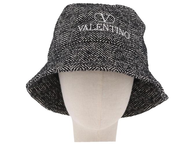 Valentino Bucket Hat Wool Black White Auth BA16214V - view 13