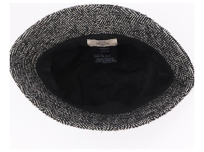 Valentino Bucket Hat Wool Black White Auth BA16214V - view 7