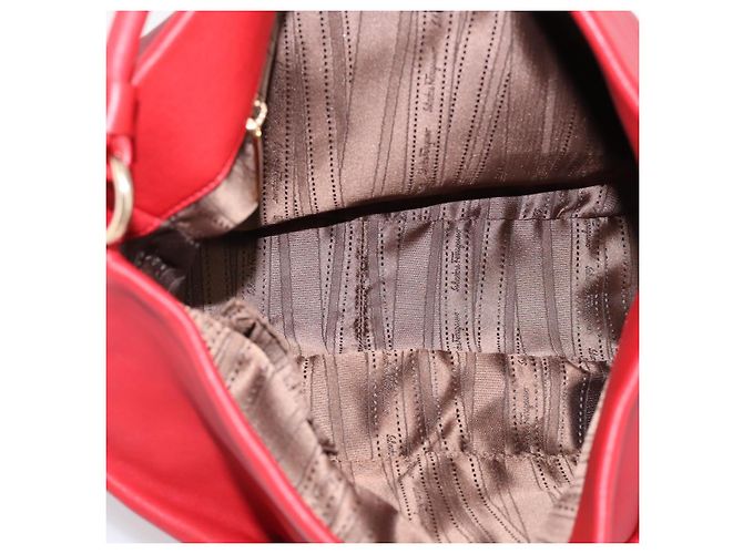 Borsa a tracolla Salvatore Ferragamo Vala in pelle rossa e oro autentica 206910A Rosso D'oro - vista 11