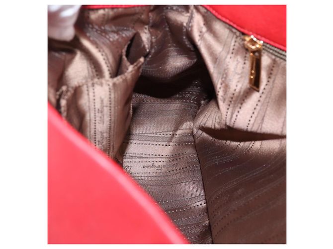 Borsa a tracolla Salvatore Ferragamo Vala in pelle rossa e oro autentica 206910A Rosso D'oro - vista 19