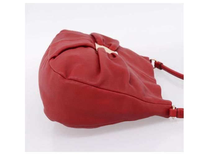 Borsa a tracolla Salvatore Ferragamo Vala in pelle rossa e oro autentica 206910A Rosso D'oro - vista 4