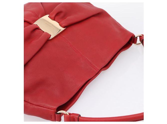 Borsa a tracolla Salvatore Ferragamo Vala in pelle rossa e oro autentica 206910A Rosso D'oro - vista 6