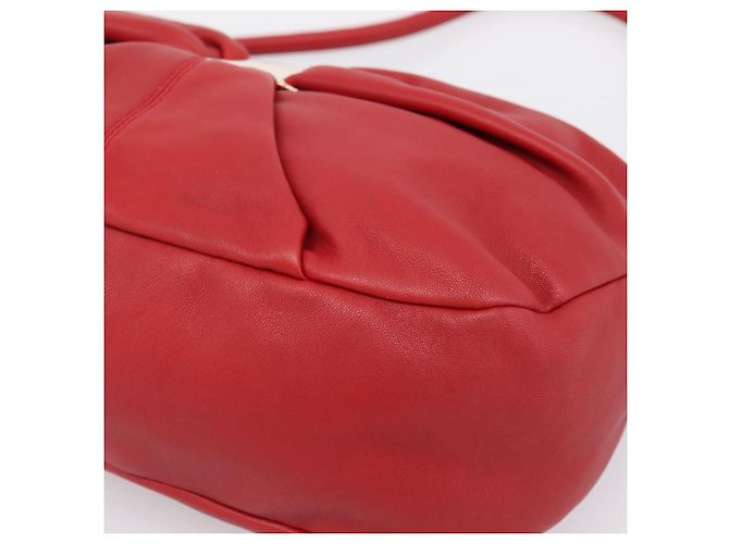 Borsa a tracolla Salvatore Ferragamo Vala in pelle rossa e oro autentica 206910A Rosso D'oro - vista 9